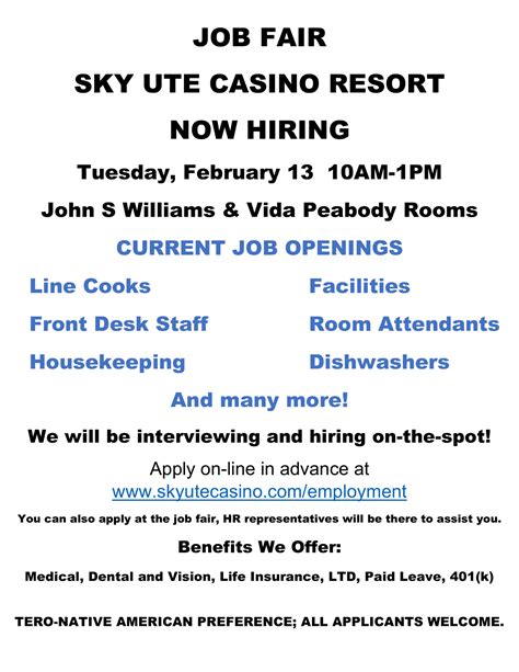sky ute casino employment.